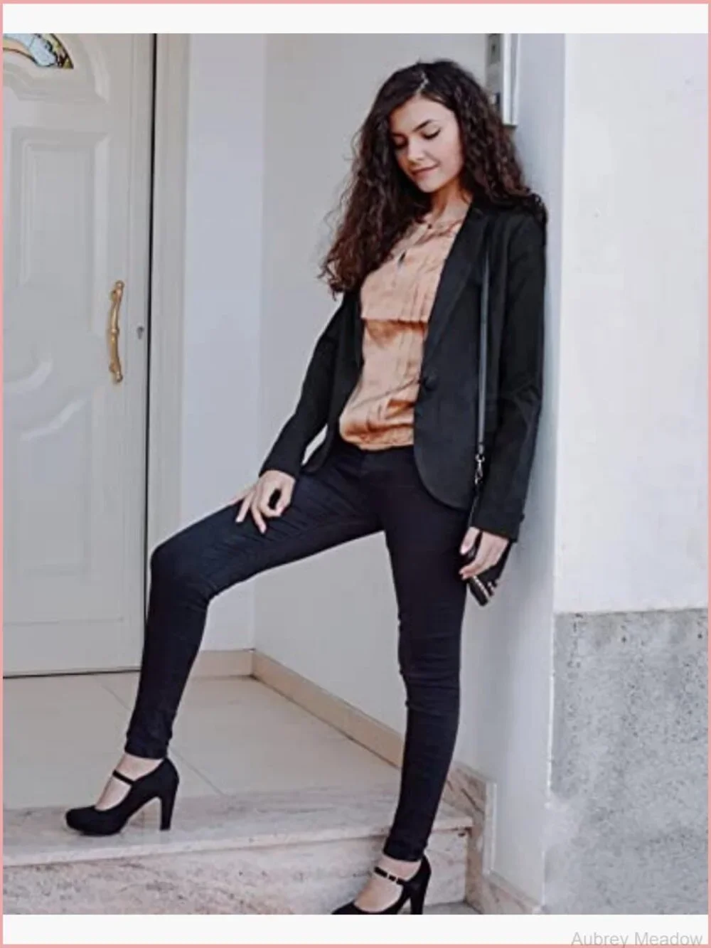 Notched Lapel Blazer Jacket for Work Office Suit